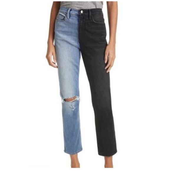 Frame Denim Denim - Frame Le Sylvie Slender Straight Leg Two Tone Jeans RARE Women’s Size 27